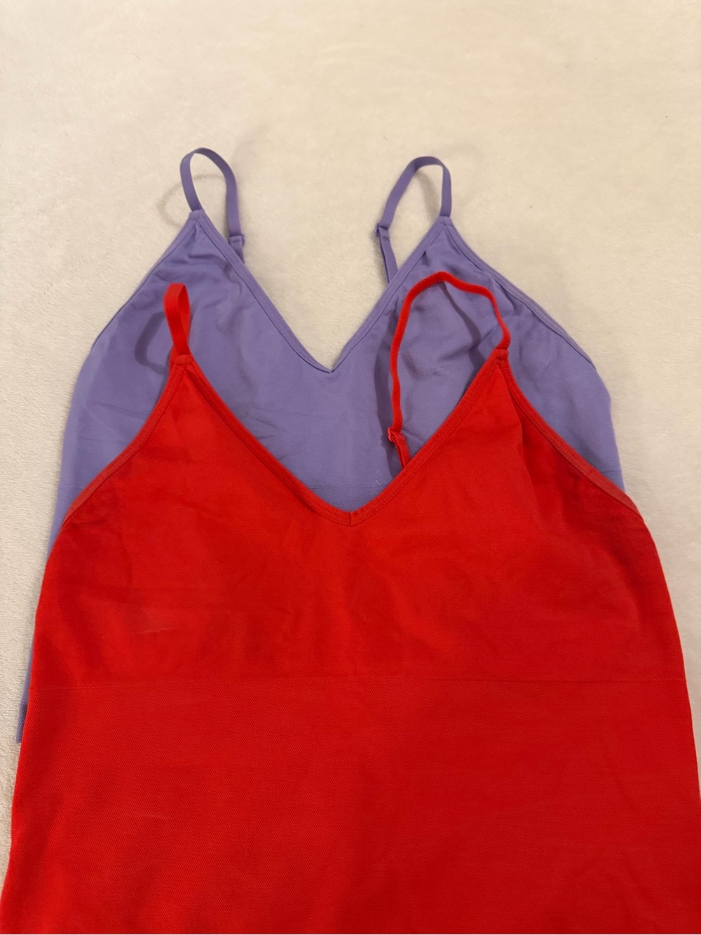 Streetwear Society Red & Lavender Seamless V-Neck Cami Tank Set